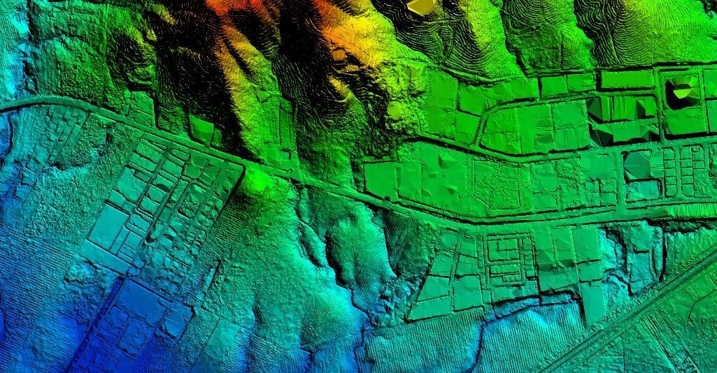 Colourised LiDAR digital surface model